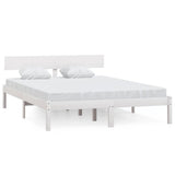 Cadre de lit sans matelas blanc bois massif 140x190 cm