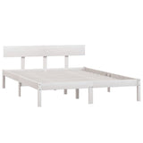 Cadre de lit sans matelas blanc bois massif 140x190 cm