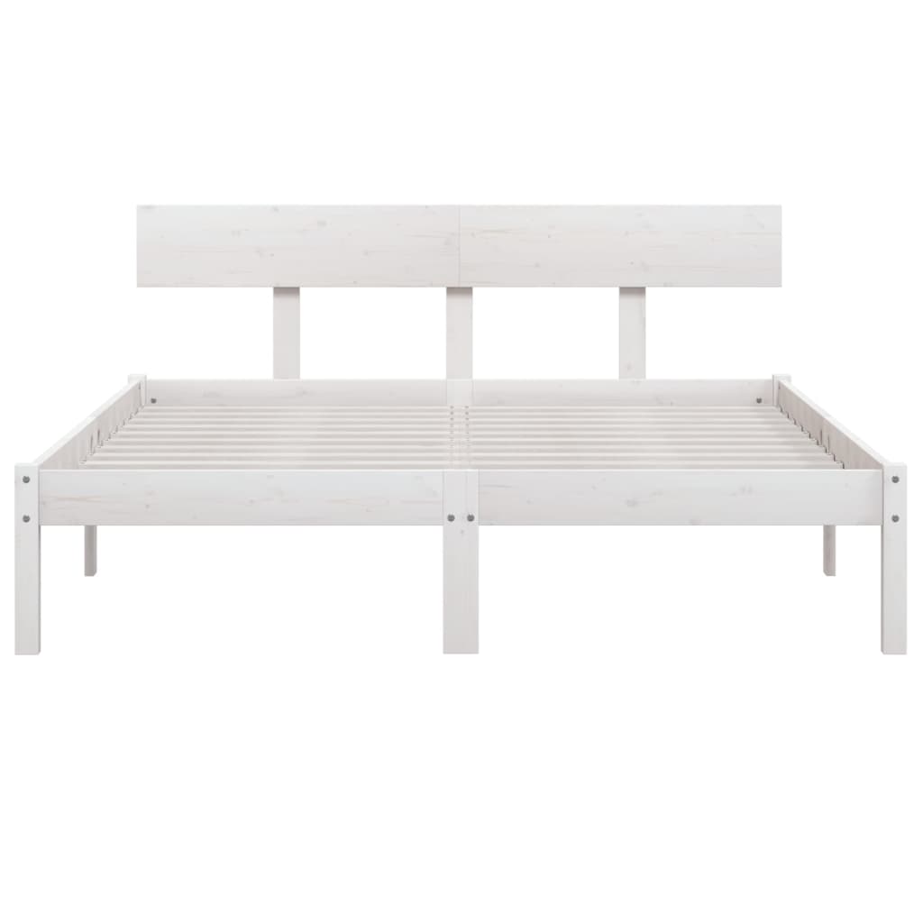 Cadre de lit sans matelas blanc bois massif 140x190 cm