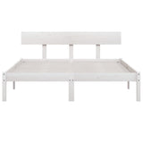 Cadre de lit sans matelas blanc bois massif 140x190 cm