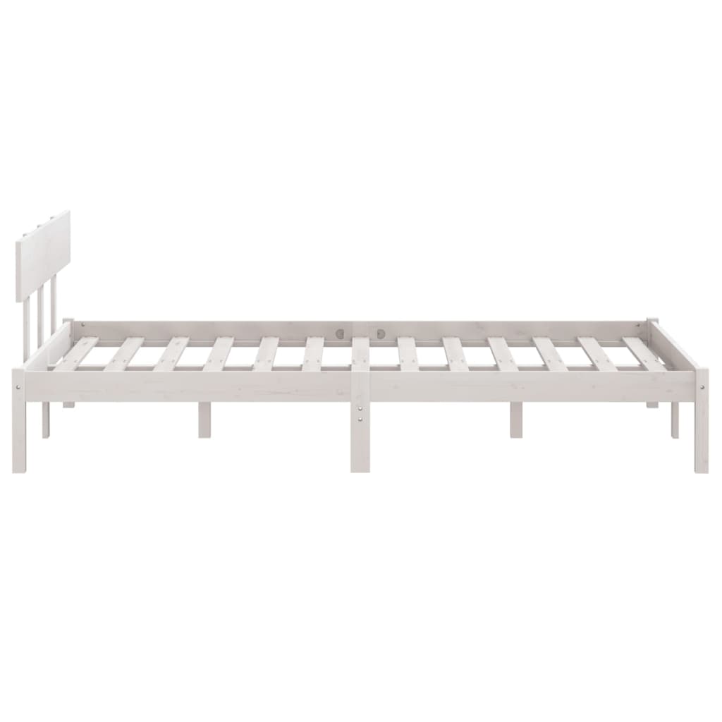 Cadre de lit sans matelas blanc bois massif 140x190 cm