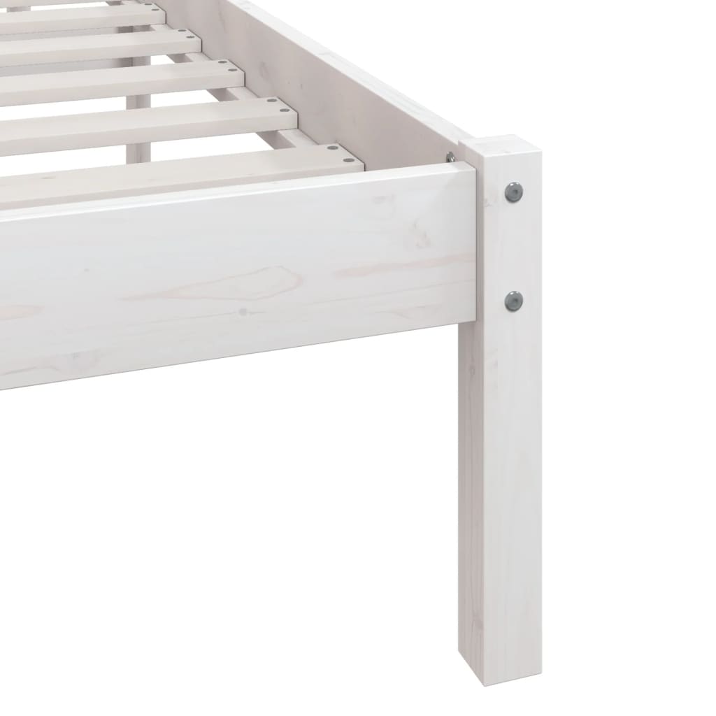 Cadre de lit sans matelas blanc bois massif 140x190 cm