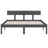 Cadre de lit sans matelas gris bois massif 140x190 cm