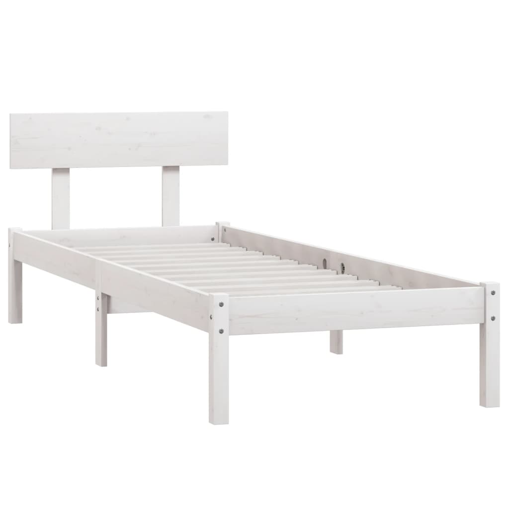 Cadre de lit sans matelas blanc bois massif 90x200 cm