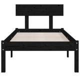 Cadre de lit sans matelas noir bois massif 90x200 cm