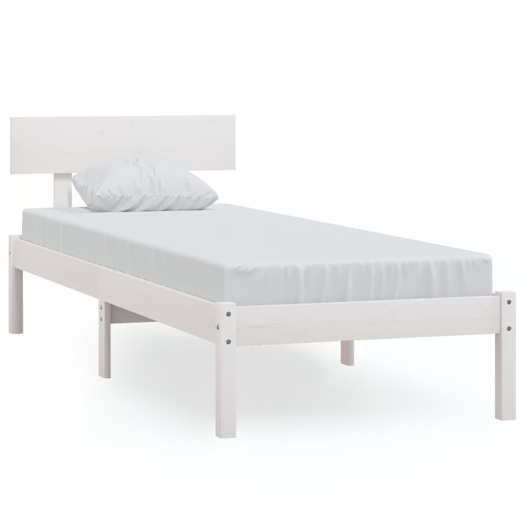 Cadre de lit sans matelas blanc bois massif 100x200 cm