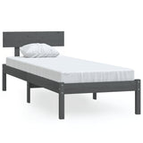 Cadre de lit sans matelas gris bois massif 100x200 cm