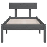 Cadre de lit sans matelas gris bois massif 100x200 cm