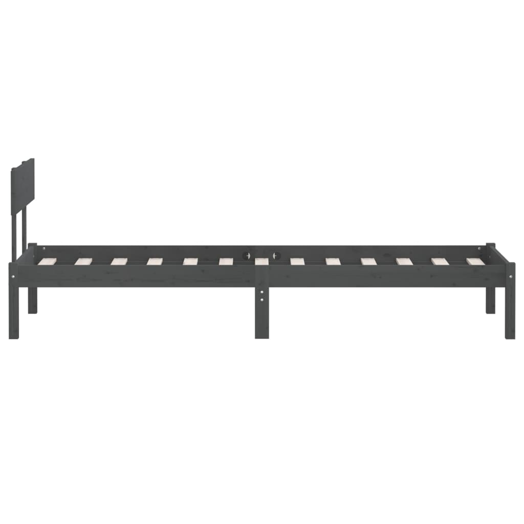 Cadre de lit sans matelas gris bois massif 100x200 cm