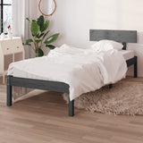 Cadre de lit sans matelas gris bois massif 100x200 cm