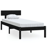 Cadre de lit sans matelas noir bois massif 100x200 cm