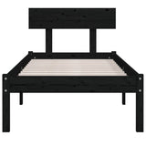 Cadre de lit sans matelas noir bois massif 100x200 cm