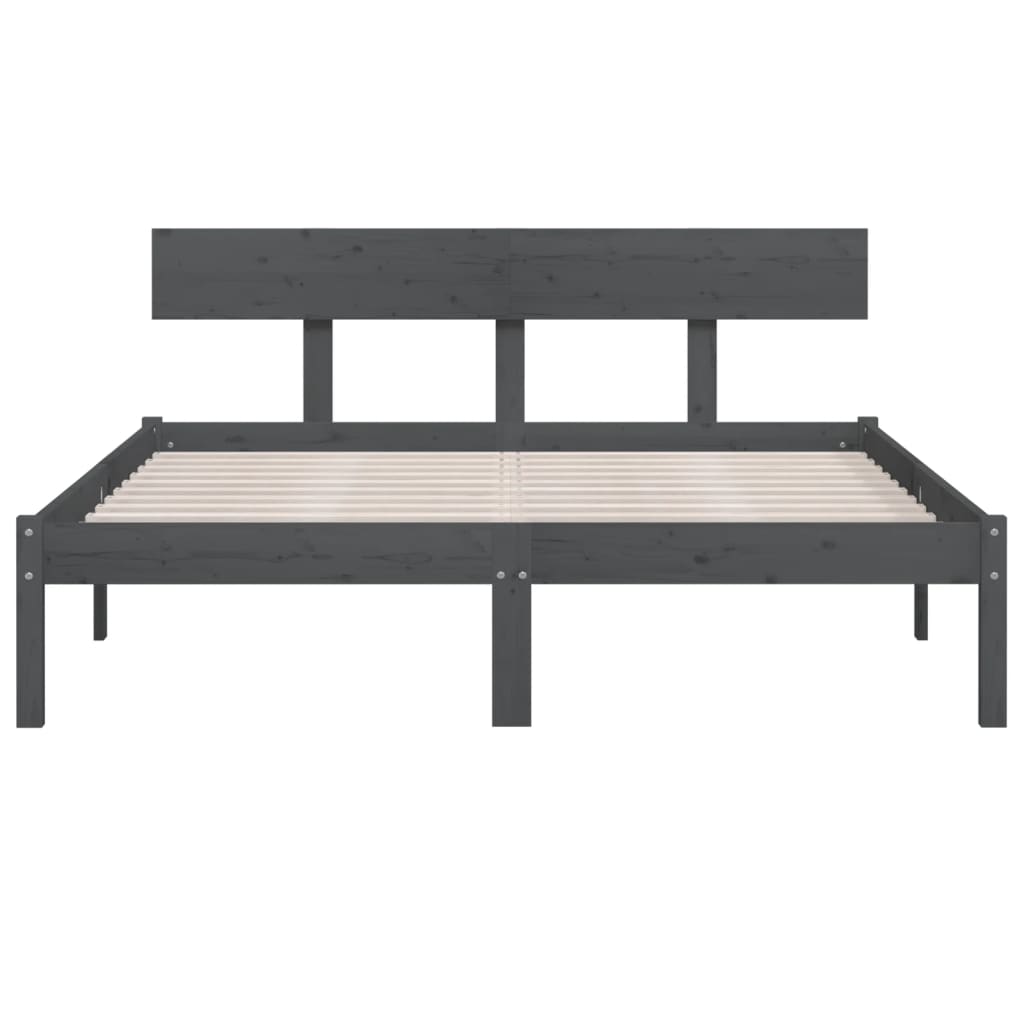 Cadre de lit sans matelas gris bois massif 120x200 cm