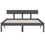 Cadre de lit sans matelas gris bois massif 120x200 cm