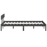 Cadre de lit sans matelas gris bois massif 120x200 cm