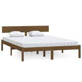 Cadre de lit sans matelas marron miel bois massif 120x200 cm