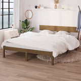 Cadre de lit sans matelas marron miel bois massif 120x200 cm