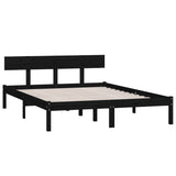 Cadre de lit sans matelas noir bois massif 120x200 cm