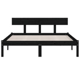 Cadre de lit sans matelas noir bois massif 120x200 cm