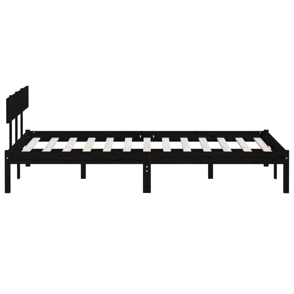 Cadre de lit sans matelas noir bois massif 120x200 cm