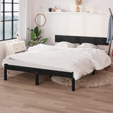 Cadre de lit sans matelas noir bois massif 120x200 cm