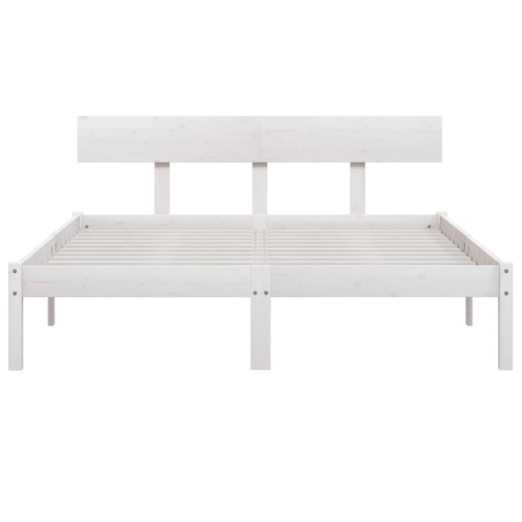 Cadre de lit sans matelas blanc bois massif 140x200 cm