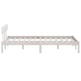 Cadre de lit sans matelas blanc bois massif 140x200 cm