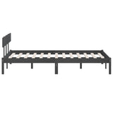 Cadre de lit sans matelas gris bois massif 140x200 cm