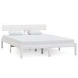 Cadre de lit sans matelas blanc bois de pin massif