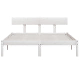 Cadre de lit sans matelas blanc bois de pin massif