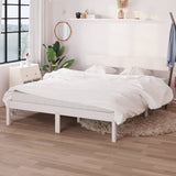 Cadre de lit sans matelas blanc bois de pin massif