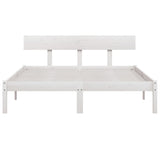 Cadre de lit sans matelas blanc bois massif 160x200 cm