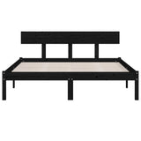 Cadre de lit sans matelas noir bois massif 160x200 cm