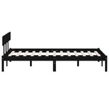 Cadre de lit sans matelas noir bois massif 160x200 cm