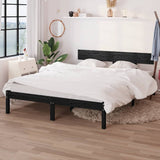 Cadre de lit sans matelas noir bois massif 160x200 cm