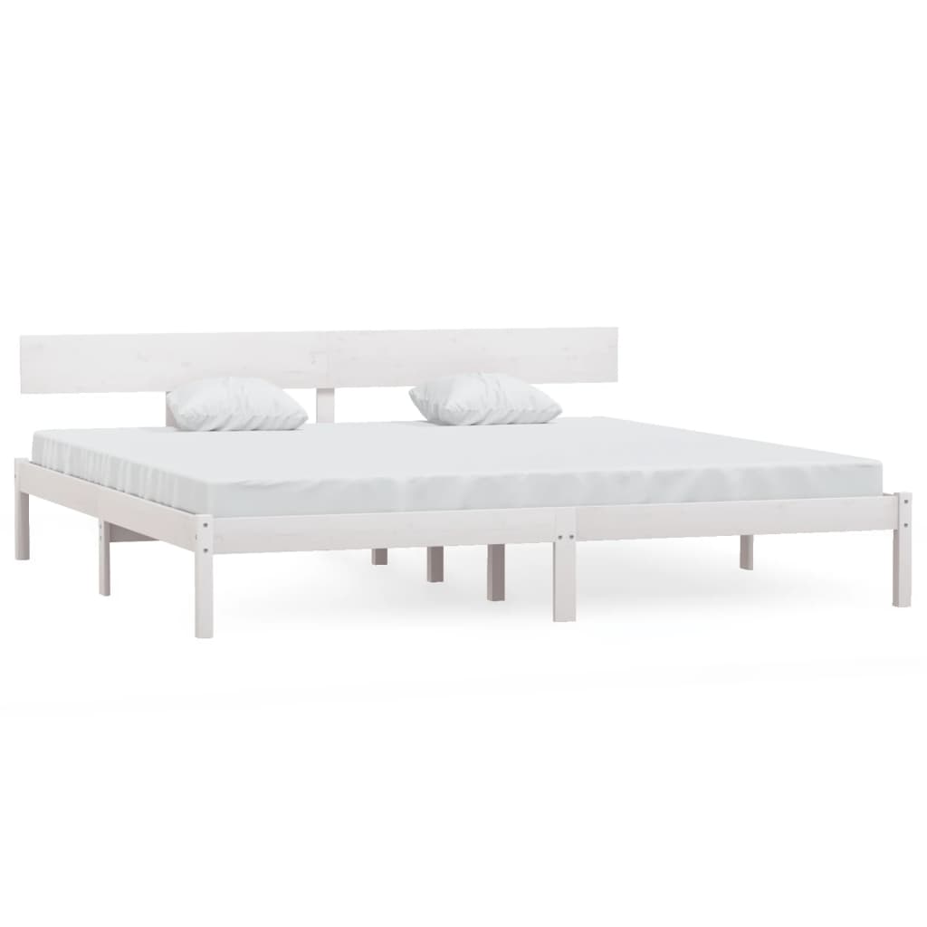 Cadre de lit sans matelas blanc bois massif 200x200 cm