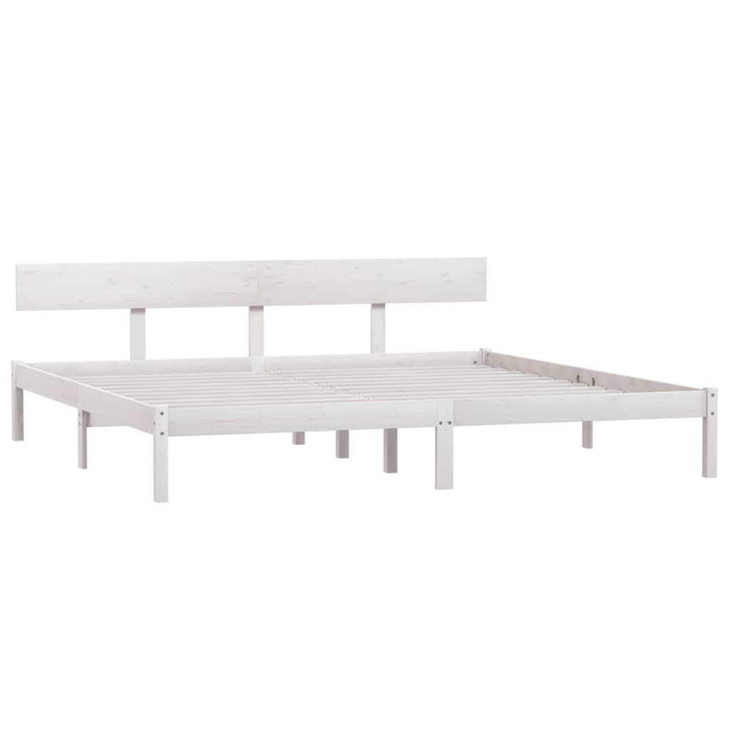 Cadre de lit sans matelas blanc bois massif 200x200 cm