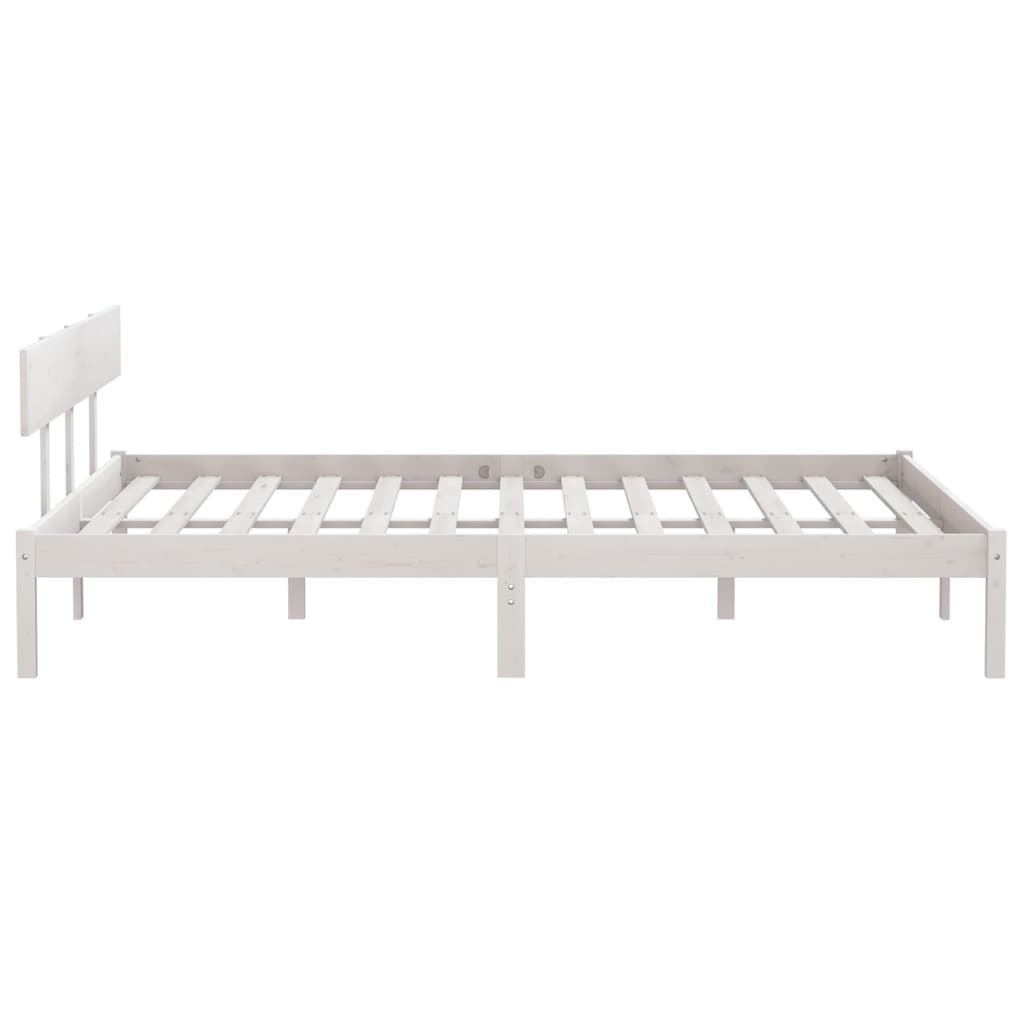 Cadre de lit sans matelas blanc bois massif 200x200 cm