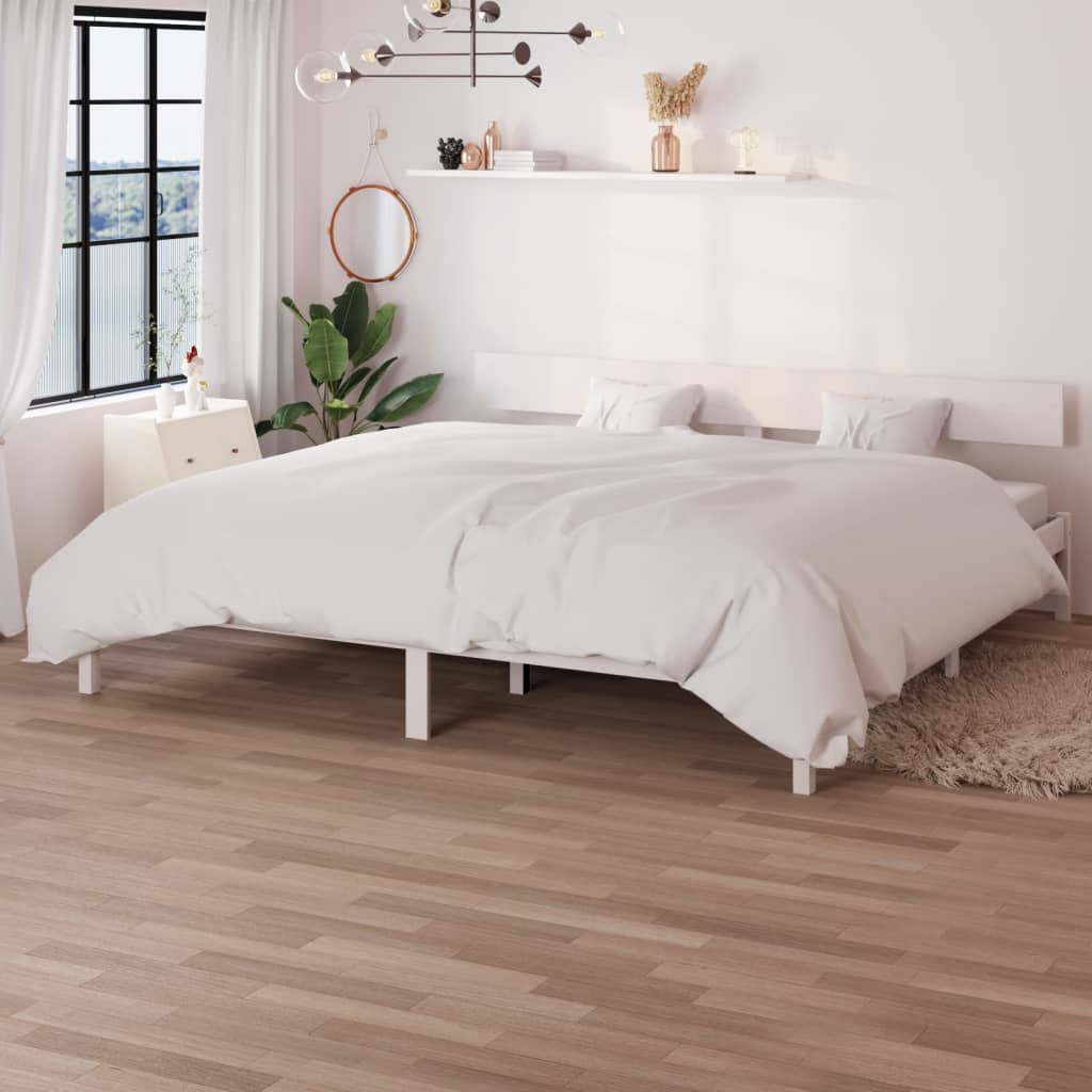 Cadre de lit sans matelas blanc bois massif 200x200 cm