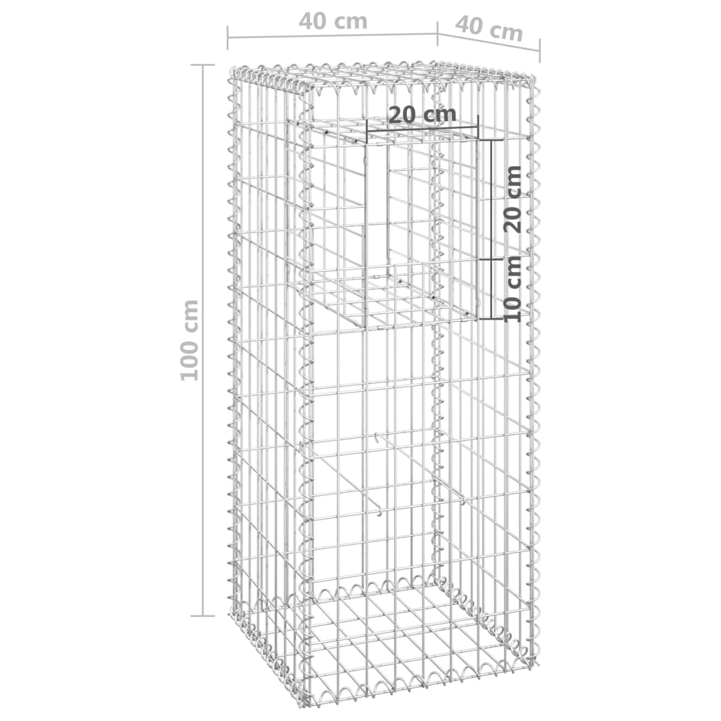 Poteau à panier de gabion 40x40x100 cm Fer