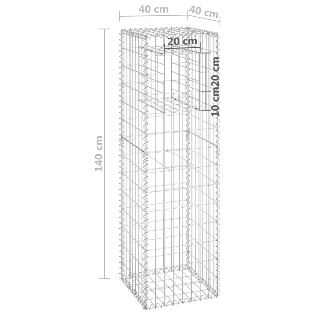 Poteau à panier de gabion 40x40x140 cm Fer