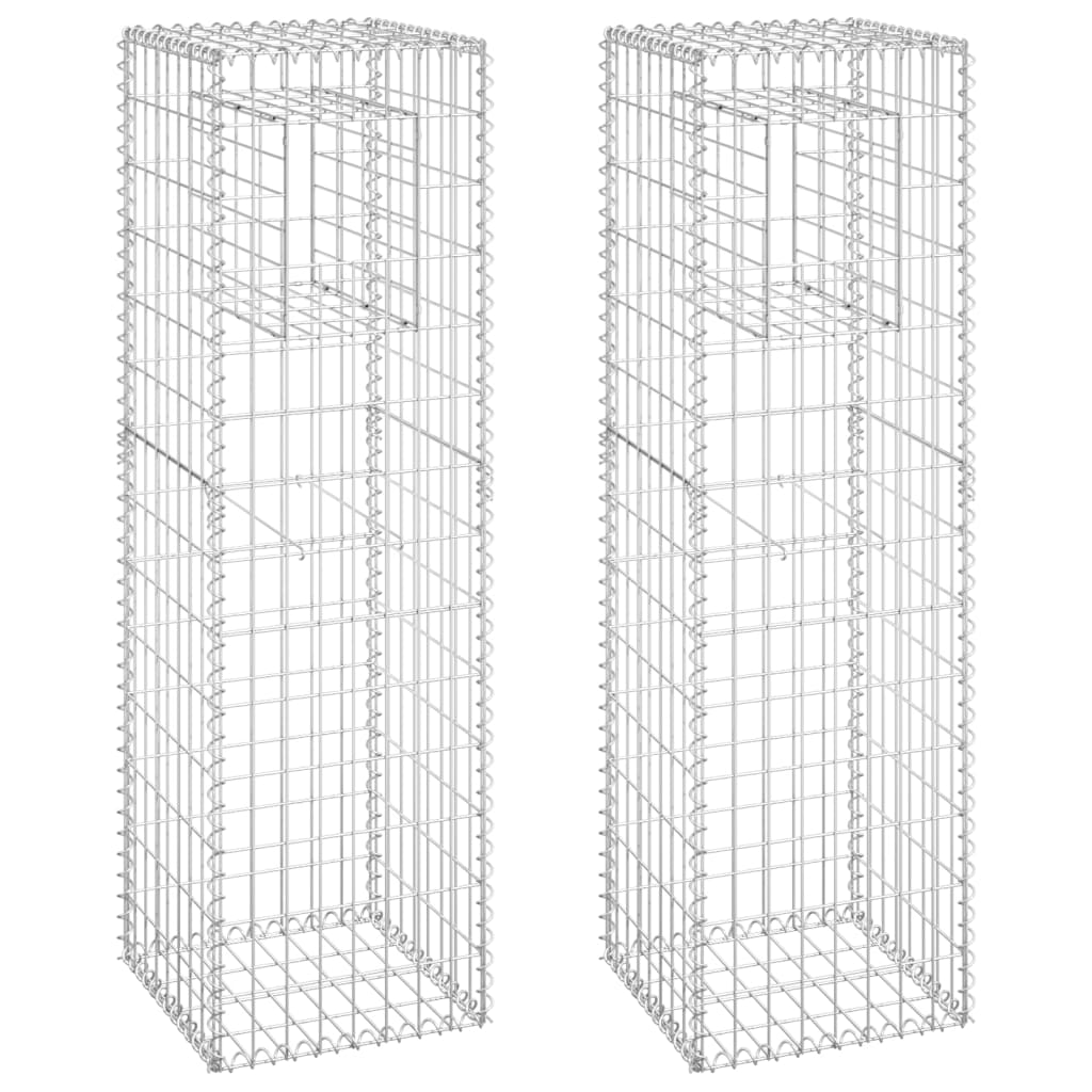 Gabion Basket Posts 2 pcs 40x40x140 cm Iron