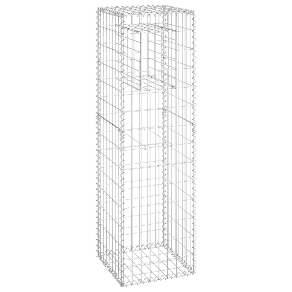 Gabion Basket Posts 2 pcs 40x40x140 cm Iron