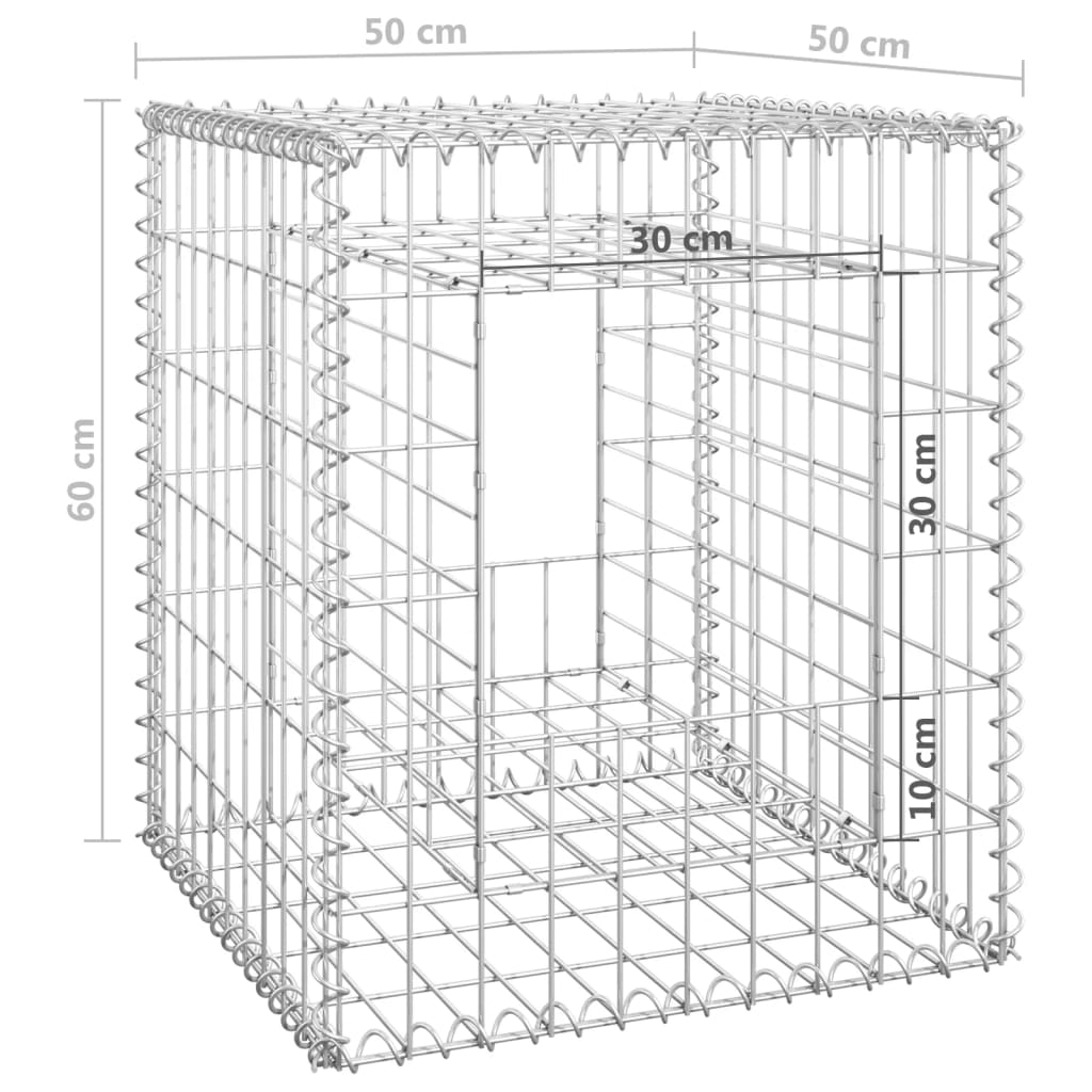 Poteau à panier de gabion 50x50x60 cm Fer