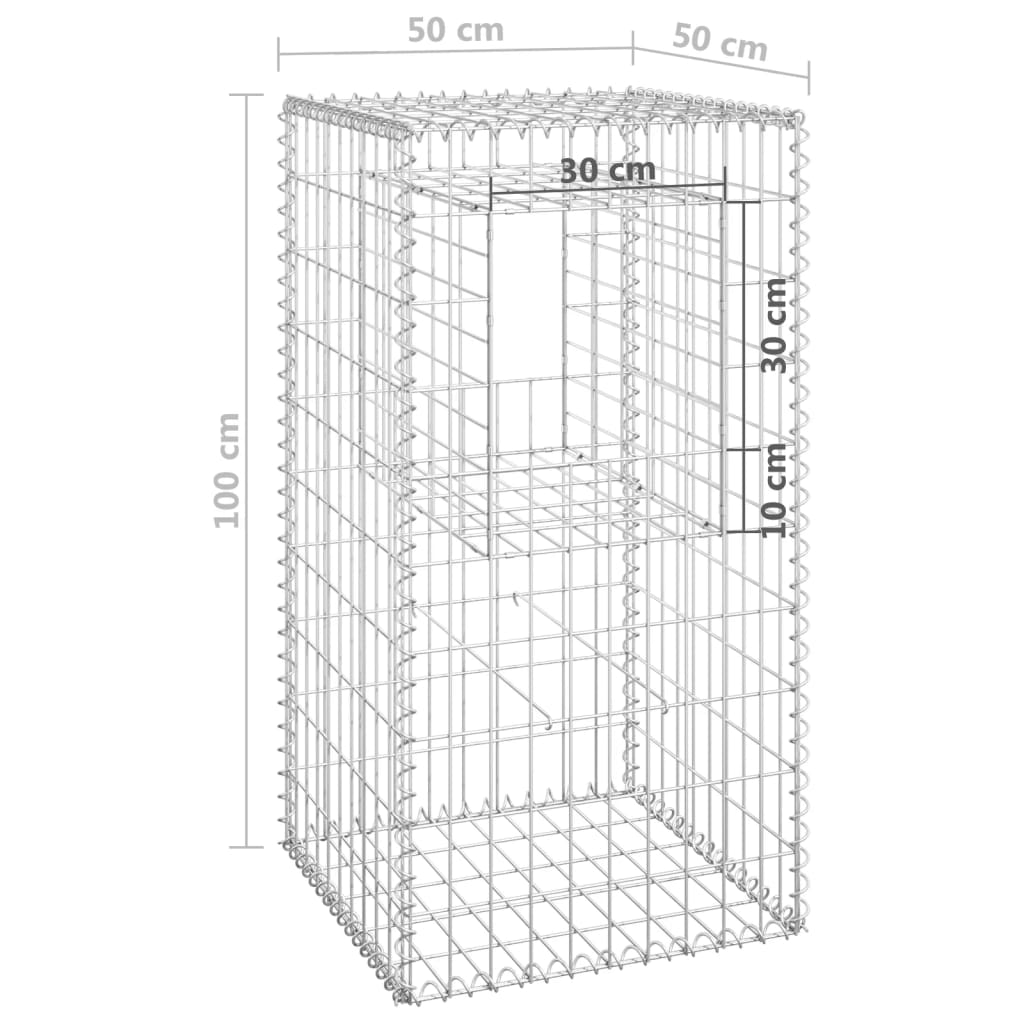 Poteau à panier de gabion 50x50x100 cm Fer