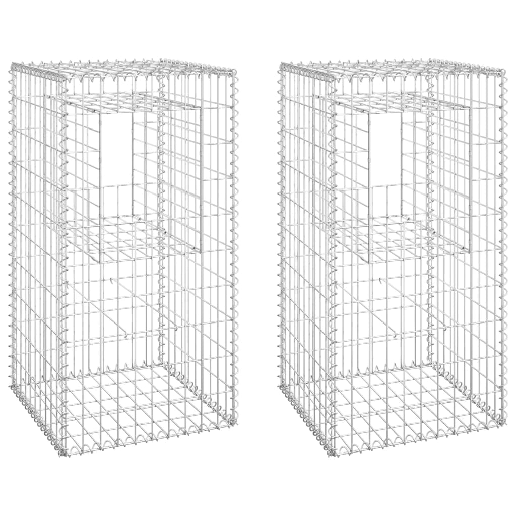 Gabion Basket Posts 2 pcs 50x50x100 cm Iron