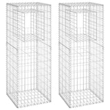 Poteaux à panier de gabion 2 pcs 50x50x140 cm Fer