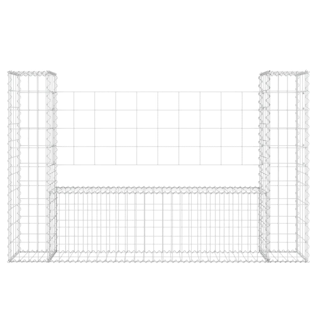 Panier de gabion en forme de U avec 2 poteaux Fer 140x20x100 cm