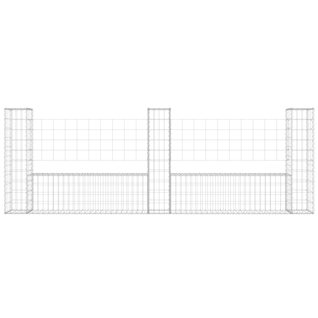 Panier de gabion en forme de U avec 3 poteaux Fer 260x20x100 cm