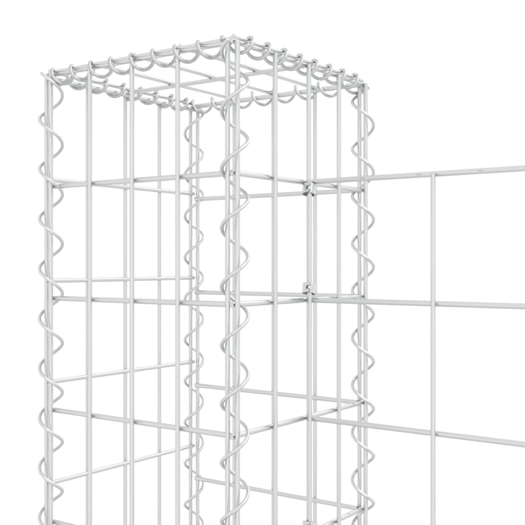 U-förmiger Gabionenkorb mit 3 Eisenpfosten 260x20x100 cm